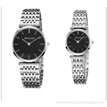 5 Mm Ultra-Thin Couples Quartz Fine Steel Watch Apt-W0822